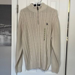 U.S. POLO ASSN. 1/2 half zip knit sweater crewneck fleece collar cable knit